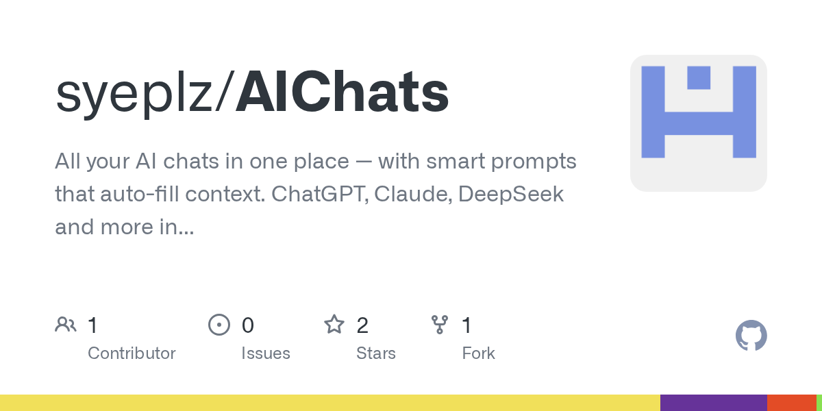 AIChats:开源 Chrome 侧栏扩展,一个窗口切换 ChatGPT/DeepSeek/Claude/Kimi/豆包