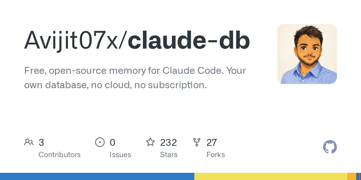 Claude DB：给 Claude Code 装一个完全本地的长期记忆库，决策、死胡同和代码地图都存进你自己的 SQLite