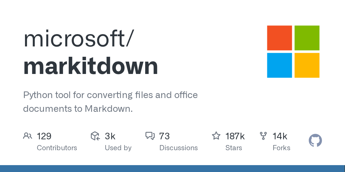 MarkItDown:微软开源的万能转换器,PDF/Word/PPT 一键变 Markdown