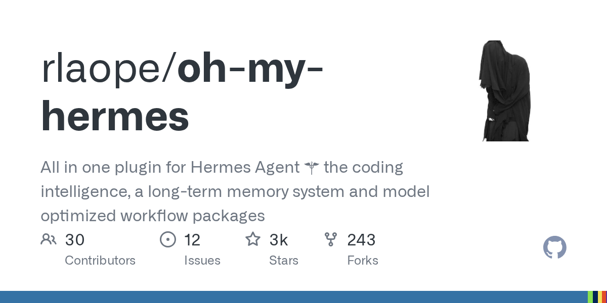 Oh My Hermes：一条命令把 Hermes Agent 武装成全能工作站——长期记忆、智能路由、HUD 面板一次装齐