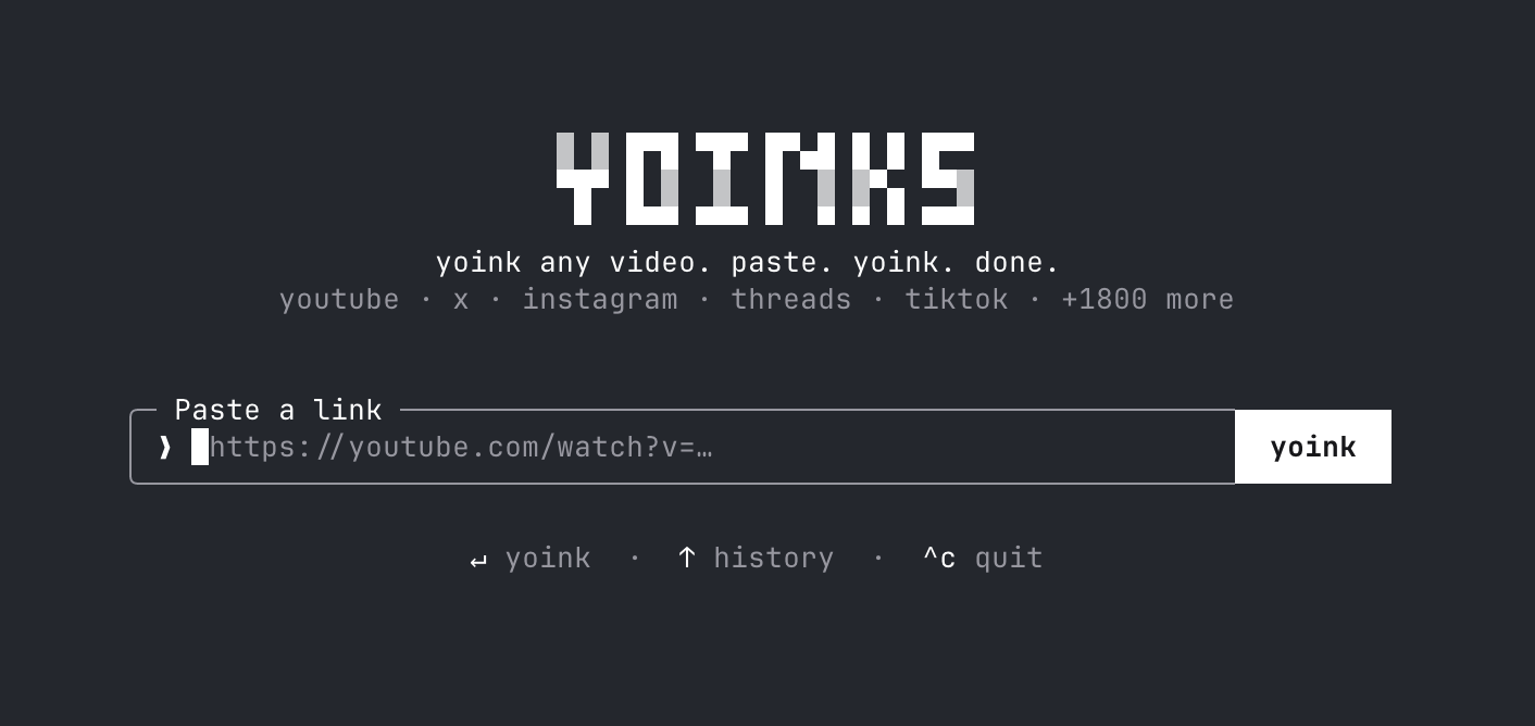Yoinks：在终端里粘贴链接直接下视频，1,800+ 站点通吃，没有弹窗也没有假下载按钮
