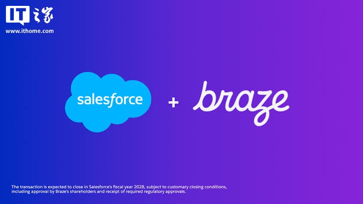 持续加码 AI,Salesforce 宣布以约 56.6 亿美元收购 AI 企业 Braze